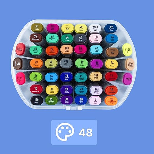 Estojo 48 Marcadores Twist Campus Student Dupla Ponta