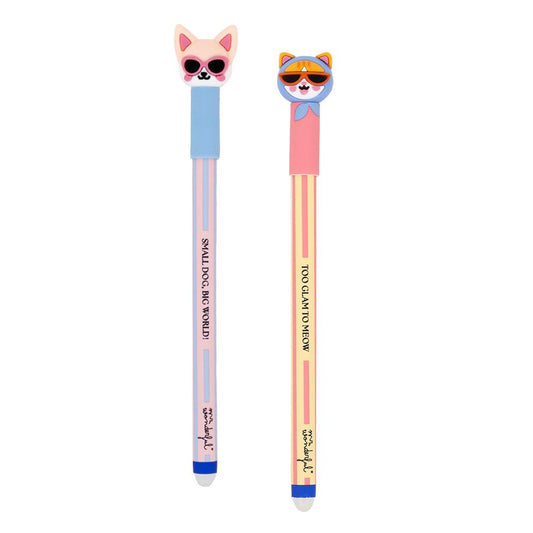 Set de 2 Esferográficas apagáveis Bo-Bo – Gato e Chihuahua - Mr. Wonderful - PRODUTO EM PRE-VENDA