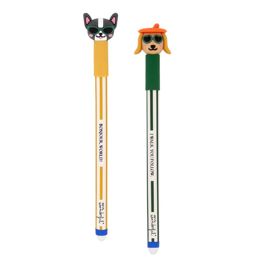 Set de 2 Esferográficas apagáveis Bo-Bo – Cão salsicha e Buldogue - Mr. Wonderful - PRODUTO EM PRE-VENDA