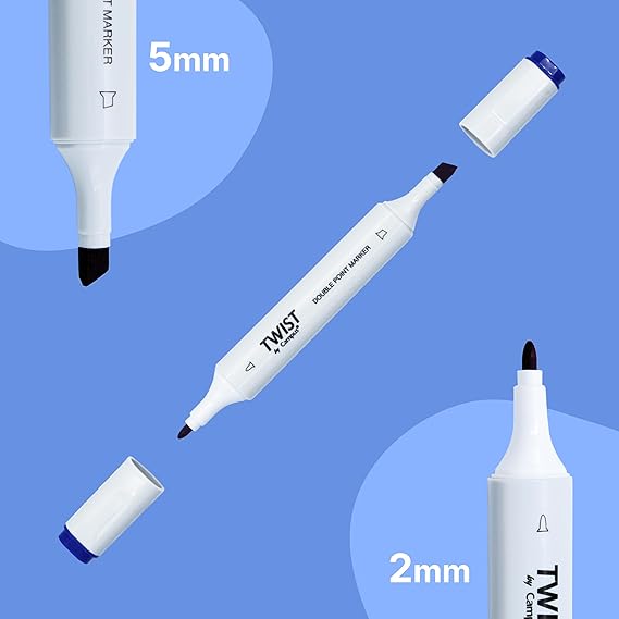 Estojo 80 Marcadores Twist Campus Student Dupla Ponta