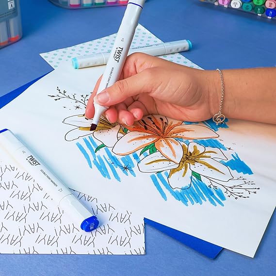 Estojo 80 Marcadores Twist Campus Student Dupla Ponta