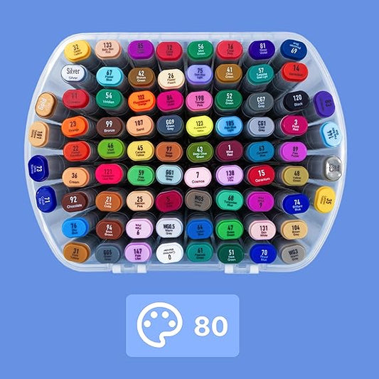 Estojo 80 Marcadores Twist Campus Student Dupla Ponta