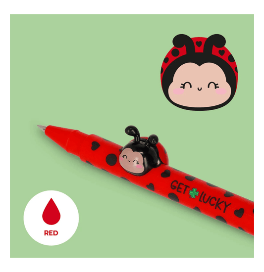 Caneta de Gel Legami Lovely Friends Joaninha - Get Lucky -Tinta Vermelha